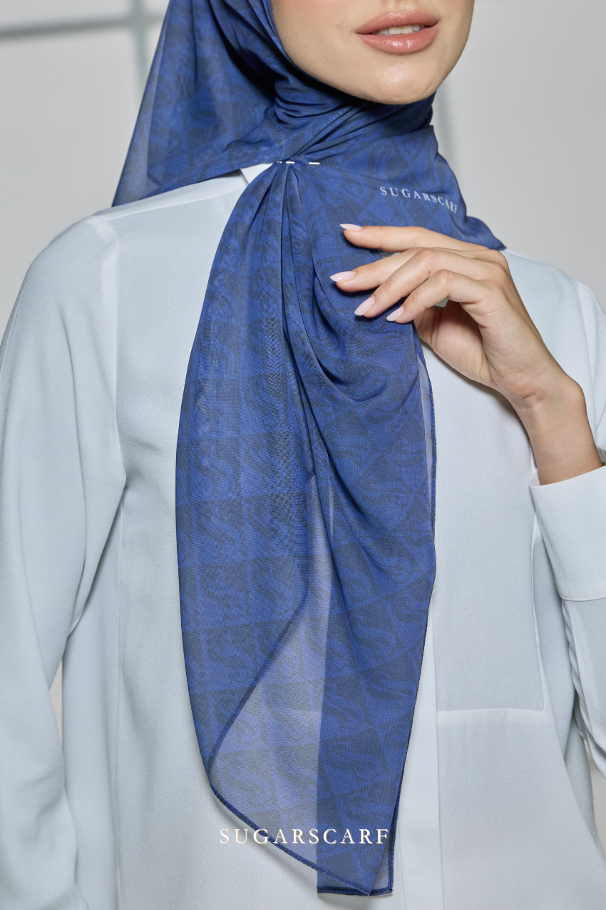 Sugarscarf Monogram JapaneseVoile In Celestial Midnight Blue