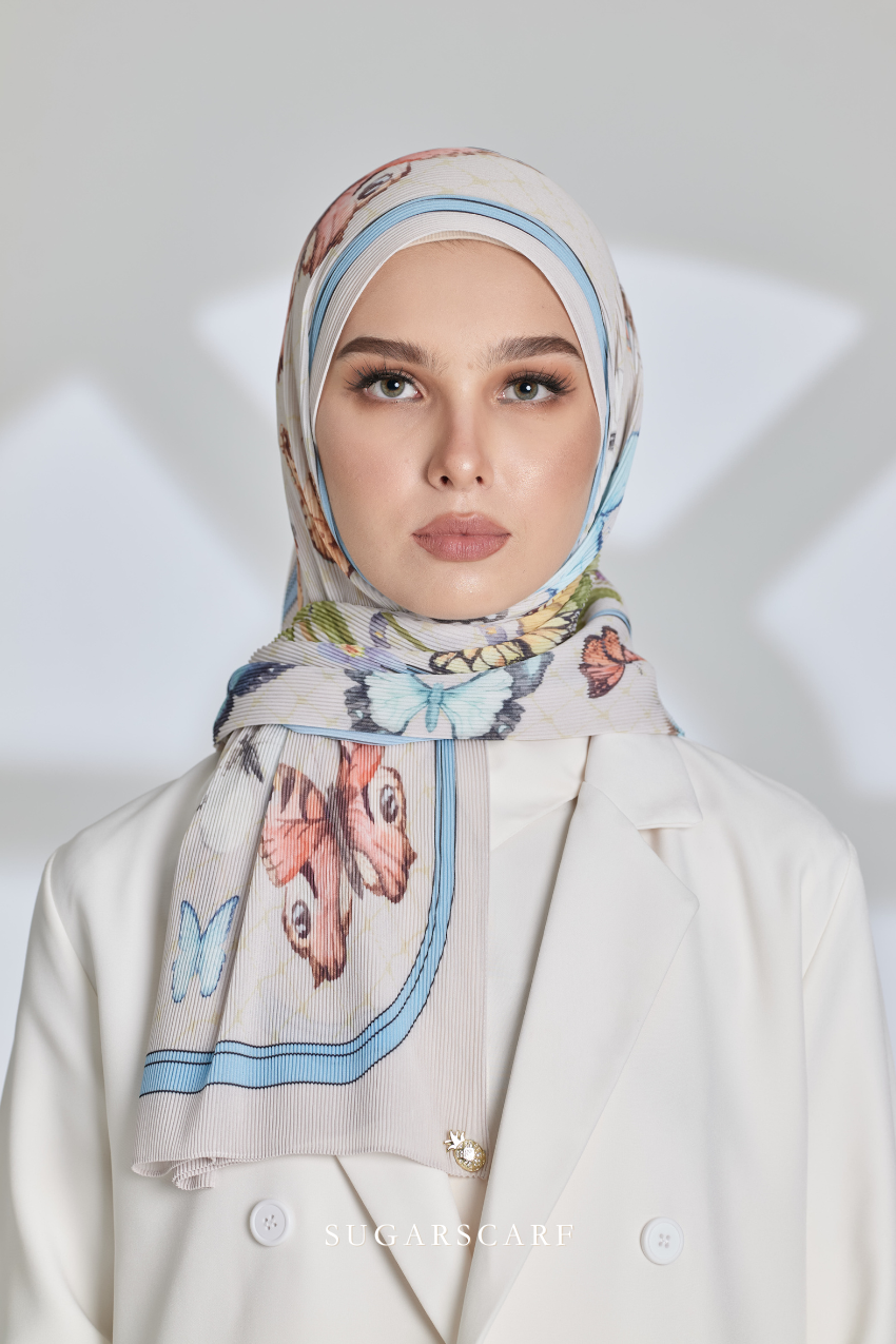 (SAMPLE) ( Full Wide Pleats Shawl ) Garden of Hurrem Bloom in ( BELKIS )