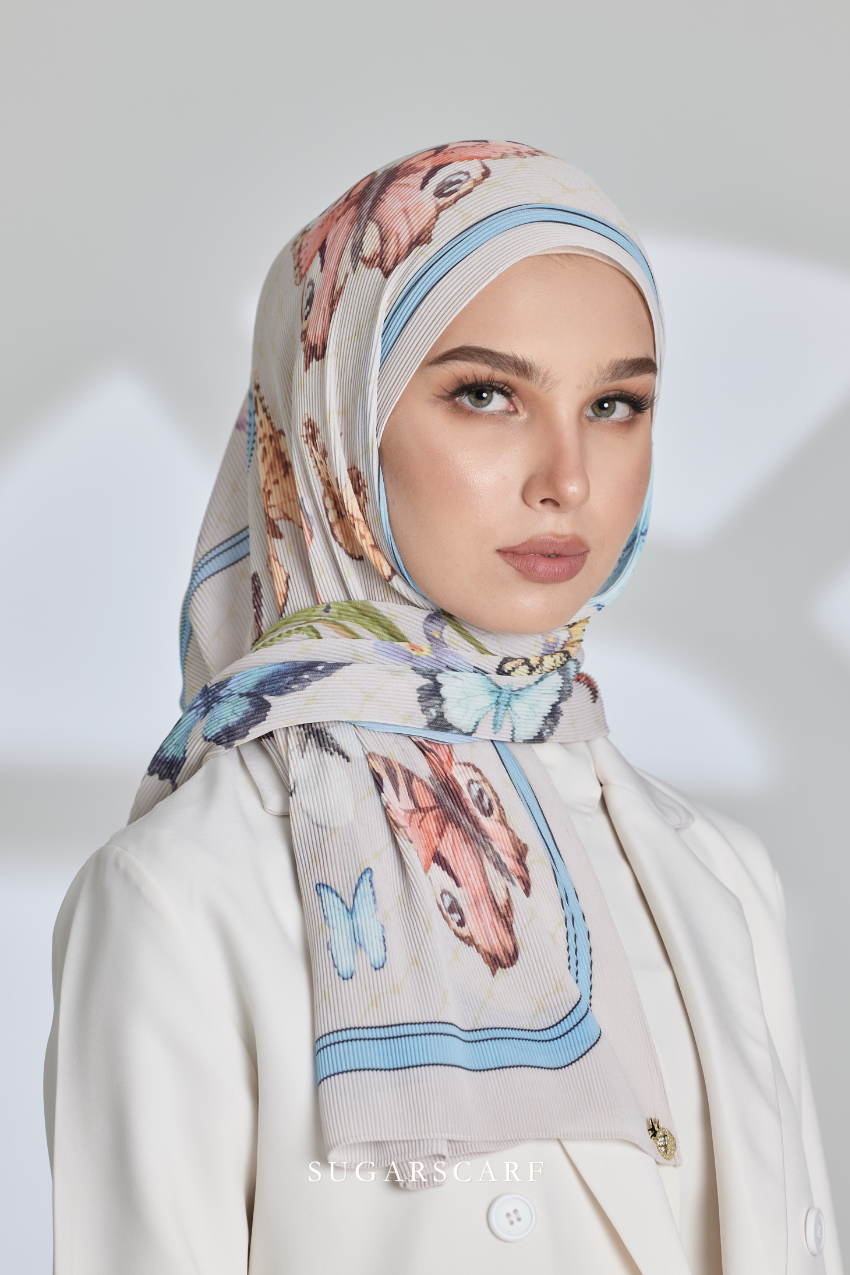 (SAMPLE) ( Full Wide Pleats Shawl ) Garden of Hurrem Bloom in ( BELKIS )