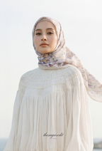 TSE BloomInvitation Japanese Cotton Voile Square In GardeniaHaze