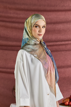 YES DEFECT (Square ) Celeste In Mixed Silk Matte Satin (Serinity)