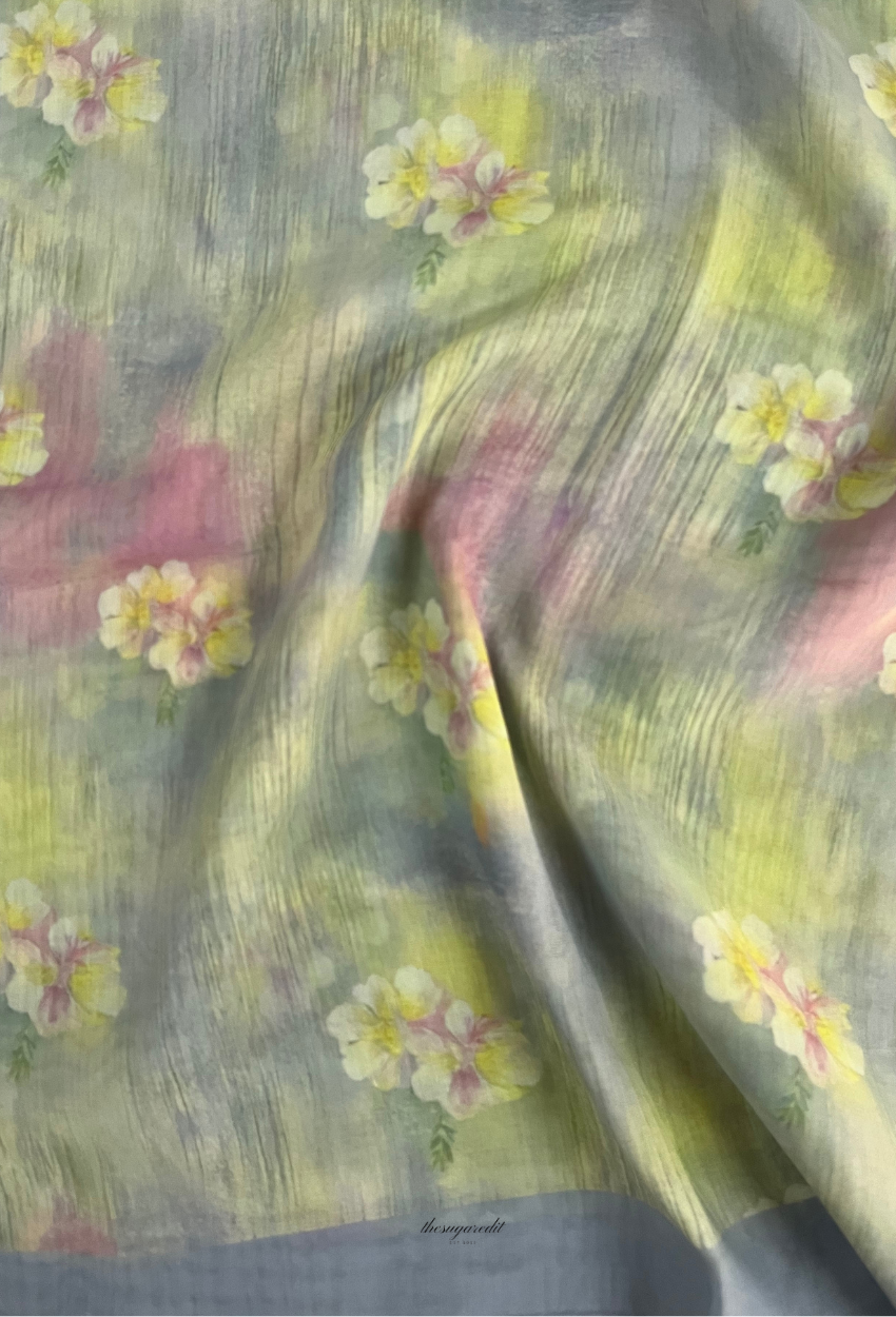 TSE BloomInvitation Japanese Cotton Voile Square - Portofino