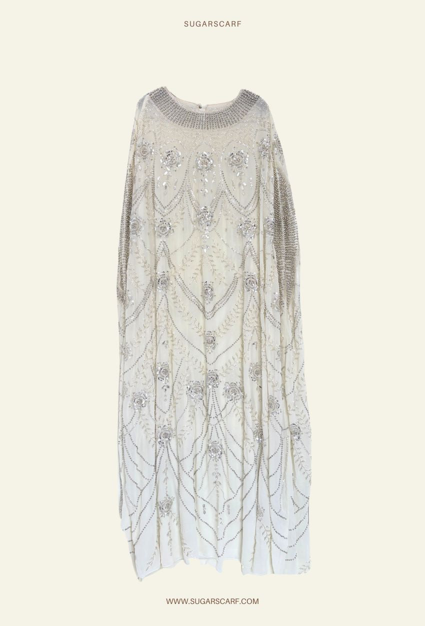 Rose Crystal Beads Drape In Dusty Green
