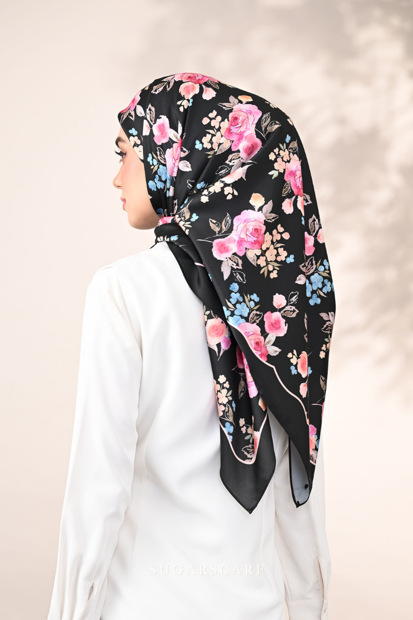 YES DEFECT - ( Square ) Dear Rose Mixed Satin Silk Square ( Serenade )