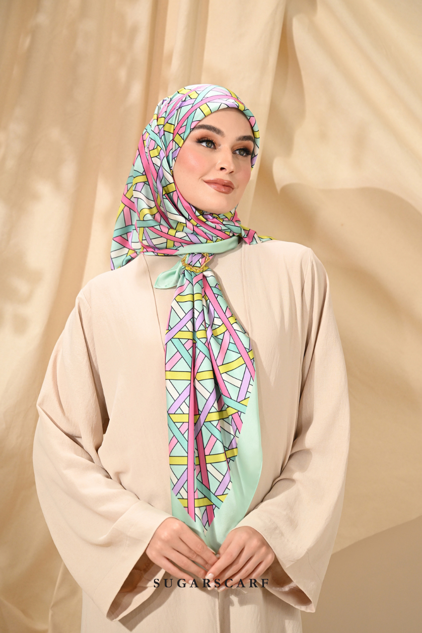 ( Square ) Classy Simpulan Mixed Satin Silk Satin ( TAKBIR )