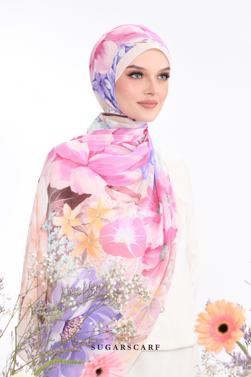 YES ( Full Wide Pleats Shawl ) Raya Vol 1 Seri Fiora ( SERI PAGI )