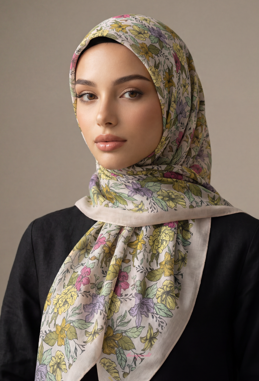 TSE BloomInvitation Japanese Cotton Voile Square - Istanbul