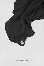 (SAMPLE) ( Full Wide Pleats Shawl ) Elegant Folds Everyday Ironless Pleats Shawl ( NOIR )