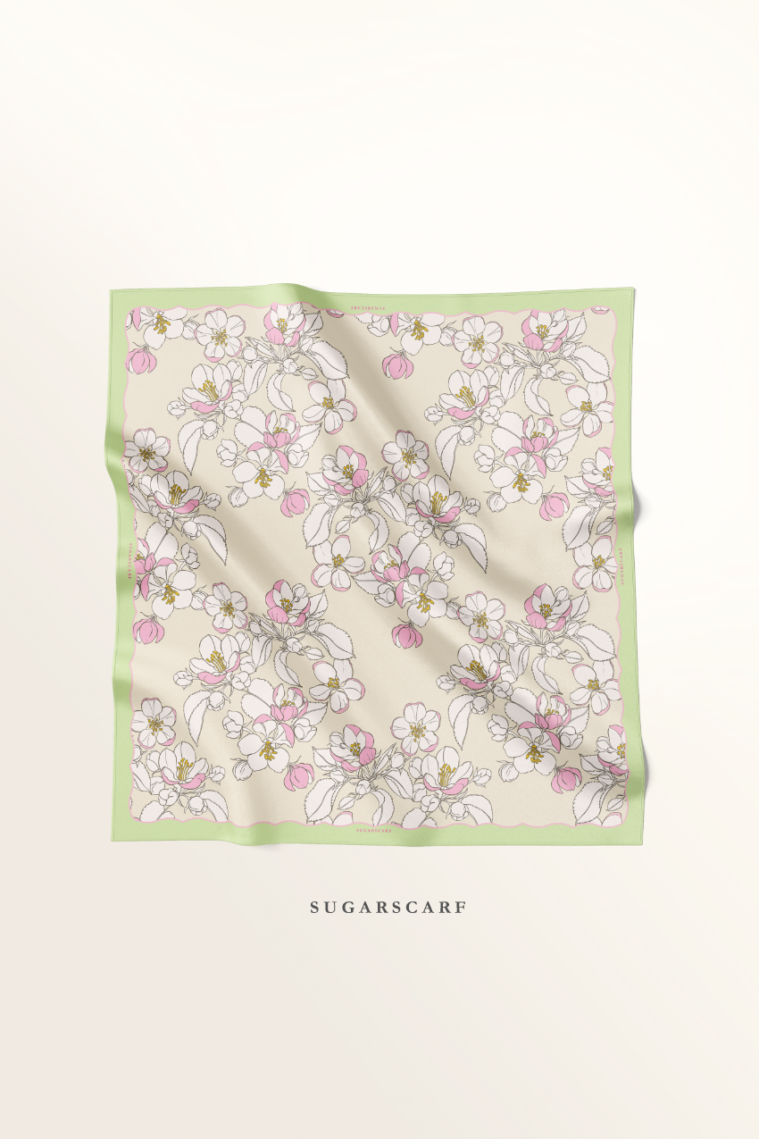 ( Square ) Bloom in Grace Mixed Satin Silk Square ( Mindful )