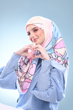 YES DEFECT - ( Satin Square ) LE ThePinkHoliday Satin Silky Matte Scarf ( Blue Sand )