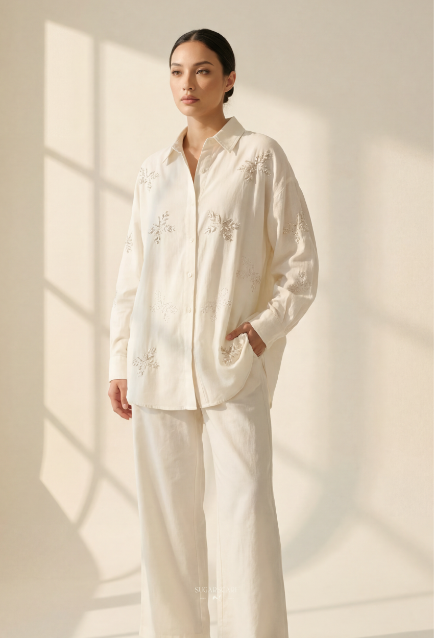 Jeniffer Set Mixed Linen-Blend In White