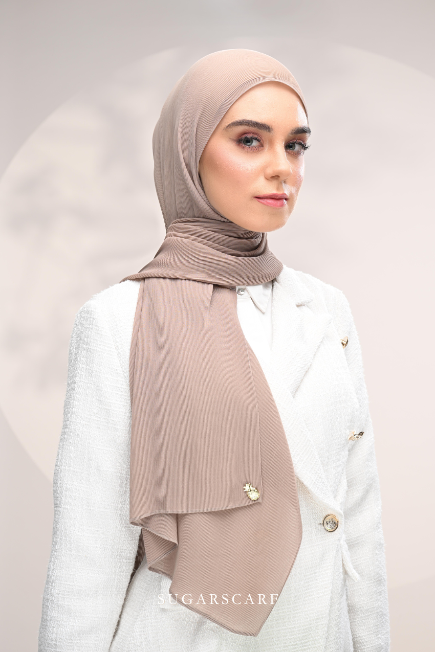 YES DEFECT - ( Full Wide Pleats Shawl ) Elegant Folds Everyday Ironless Pleats Shawl ( Vintage )