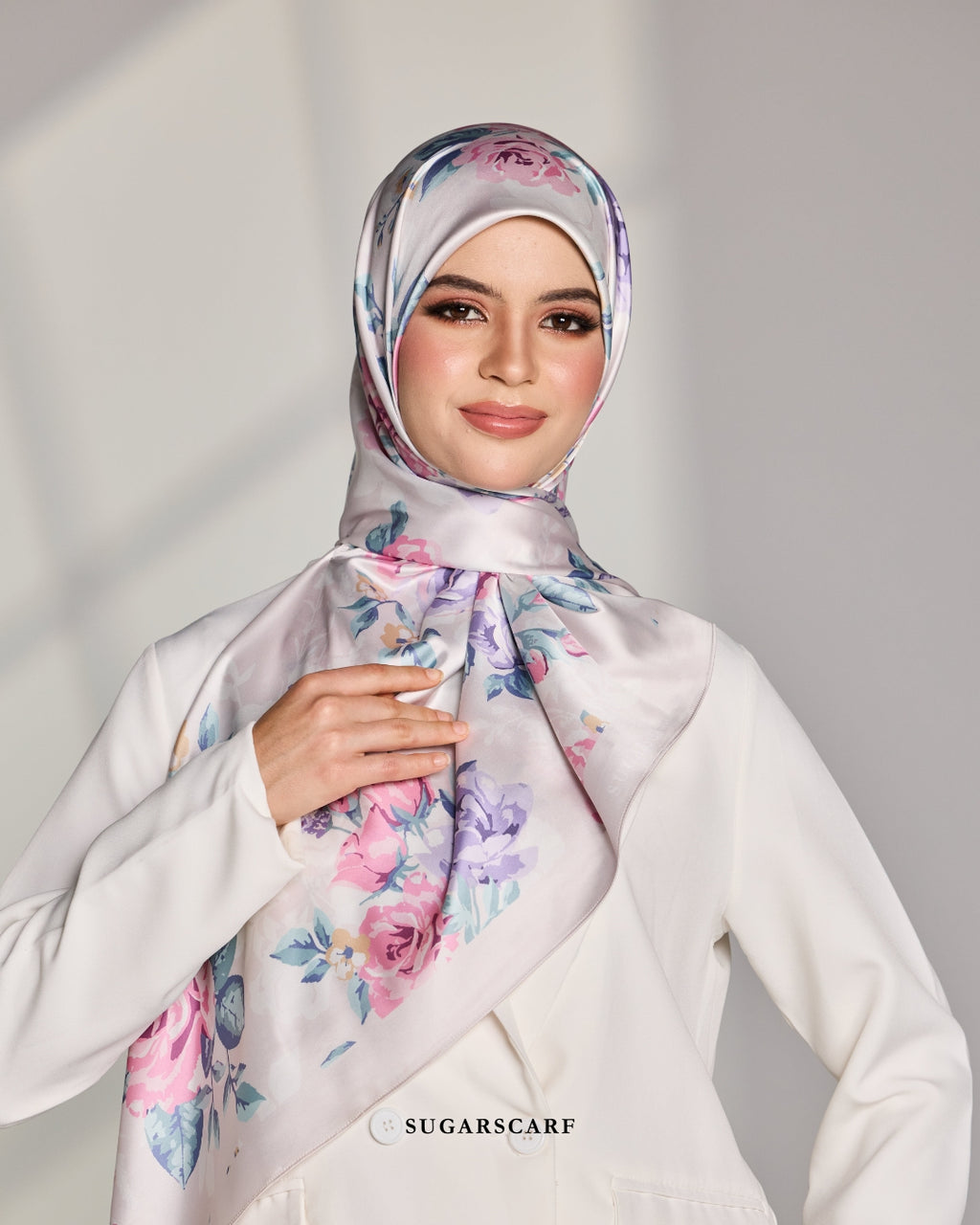 YES DEFECT Matte Satin Silk Sq (Garden Whimsy) in Whimsy Rose