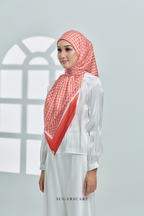 YES DEFECT - ( Square ) Classy Monogram Mixed Satin Silk Scarf ( Orange )