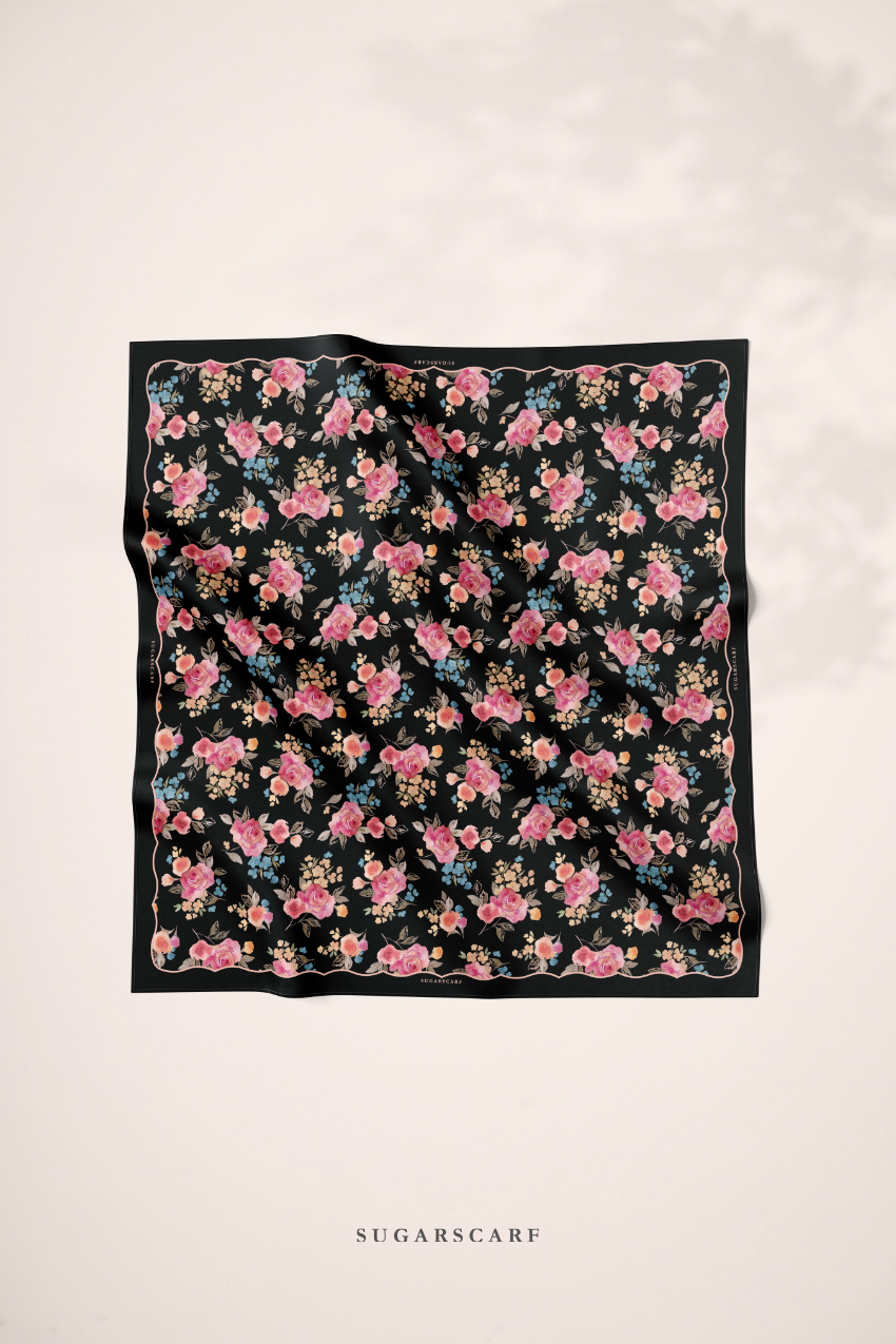 ( Square ) Dear Rose Mixed Satin Silk Square ( Serenade )