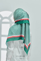 YES ( Square ) Classy Monogram Mixed Satin Silk Scarf ( Never Defeated )