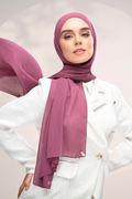 (SAMPLE) ( Full Wide Pleats Shawl ) Elegant Folds Everyday Ironless Pleats Shawl ( Mangosteen )