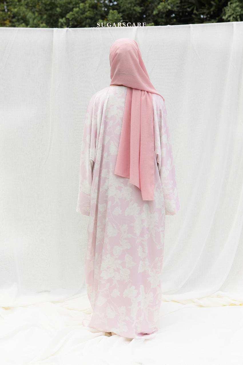 Silky Poetry Abaya Outer in Lilac Verse