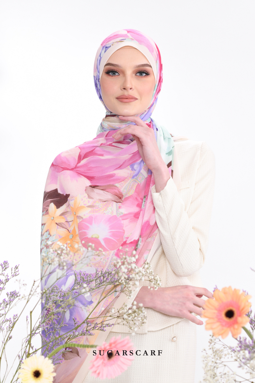 YES ( Full Wide Pleats Shawl ) Raya Vol 1 Seri Fiora ( SERI PAGI )