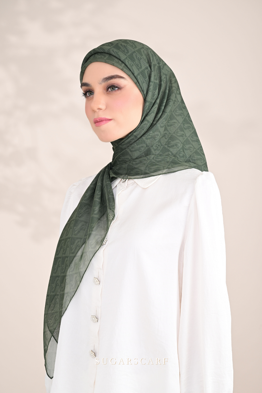 YES DEFECT - ( Square ) SSMonogramJP Voile in ( Salad )