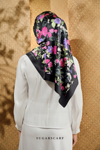 YES ( Square ) Seri Blooming Mixed Satin Silk Scarf ( BUNGA )