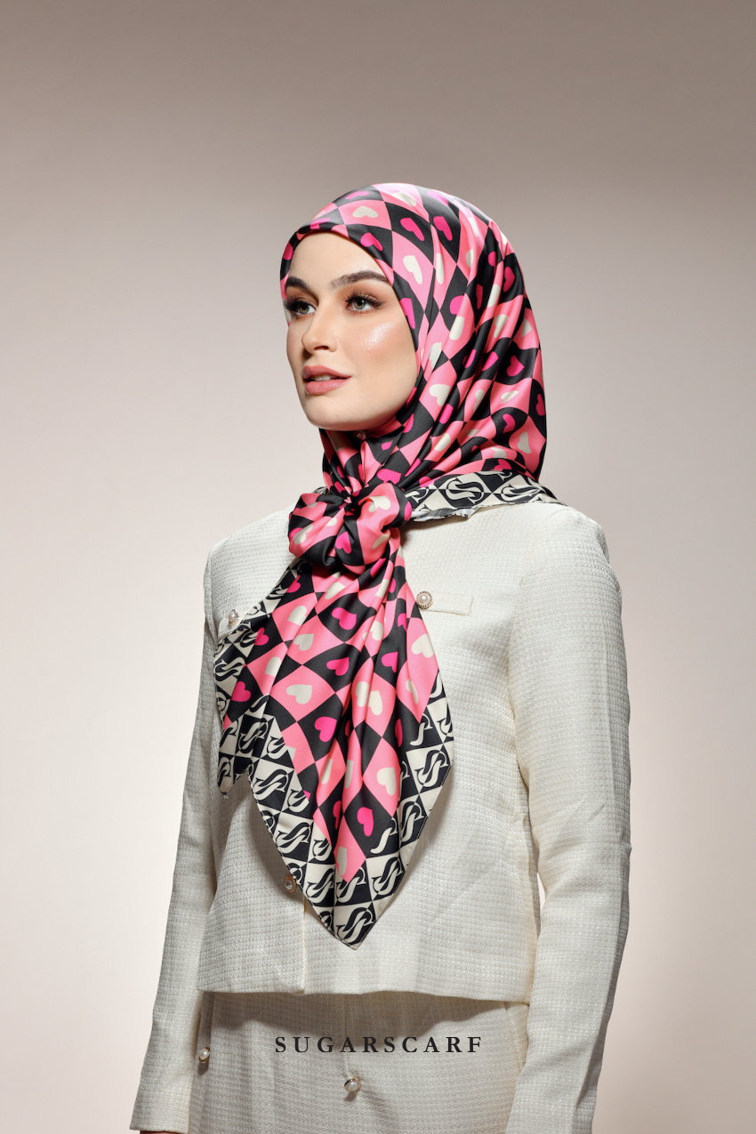 YES DEFECT - ( Square Satin ) Kindness Matte Satin Silk Scarf ( GRATITUDE )