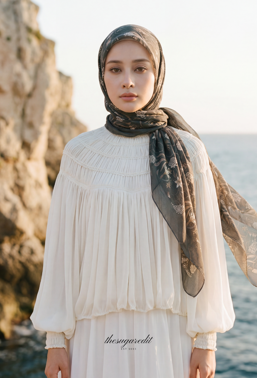 TSE Grace Collection Japanese Voile Square In MoonlitMuse