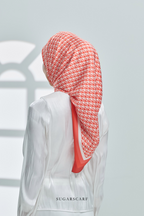 YES DEFECT - ( Square ) Classy Monogram Mixed Satin Silk Scarf ( Orange )