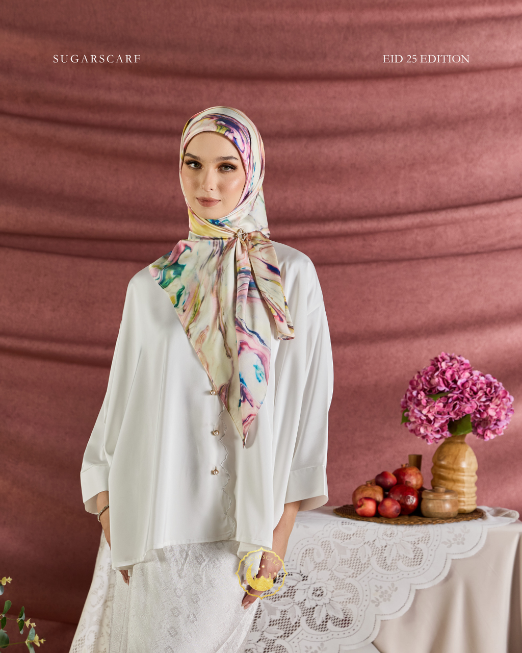 YES DEFECT - (Square ) Celeste In Mixed Silk Matte Satin (Restu)