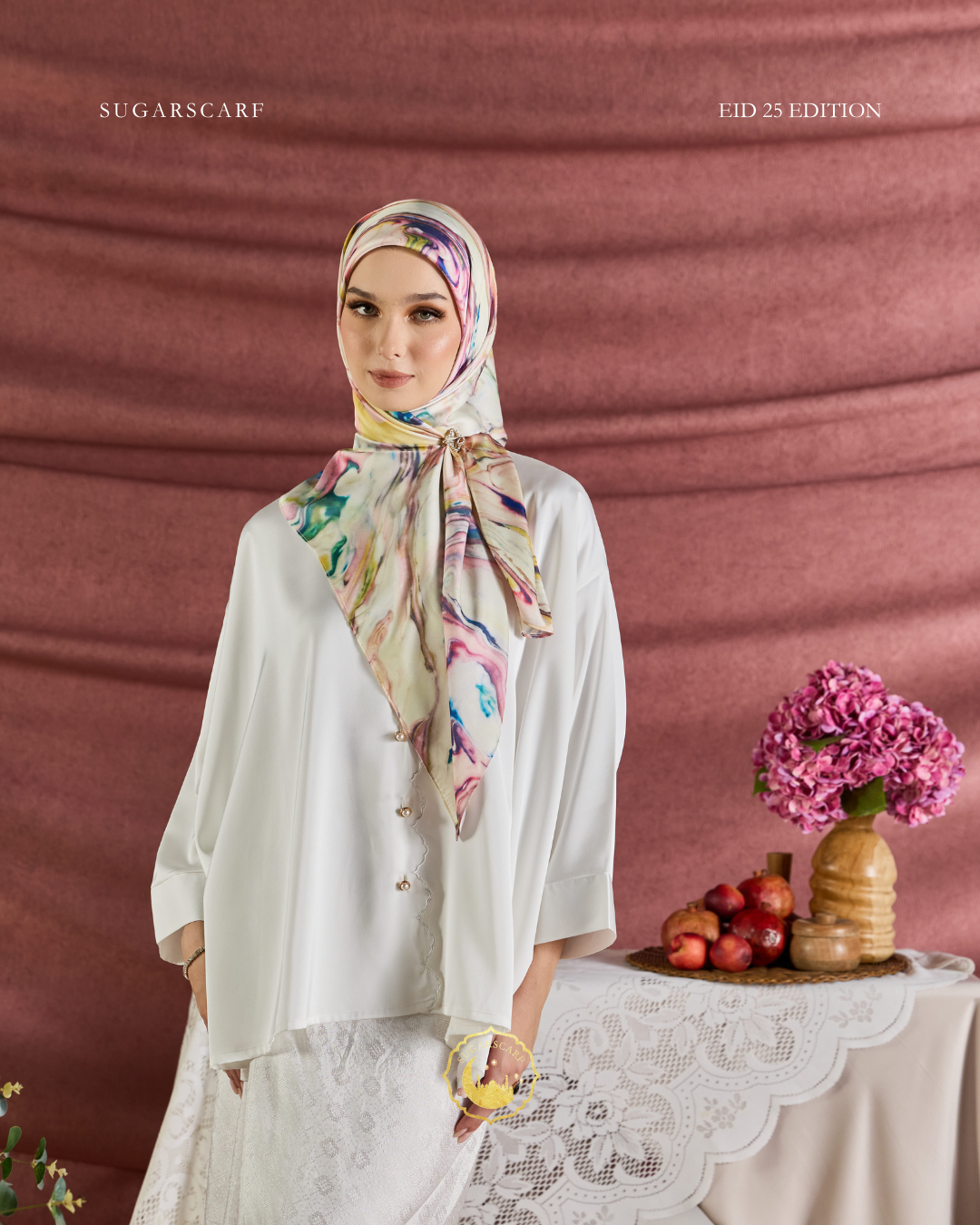 YES DEFECT - (Square ) Celeste In Mixed Silk Matte Satin (Restu)