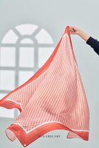 YES DEFECT - ( Square ) Classy Monogram Mixed Satin Silk Scarf ( Orange )
