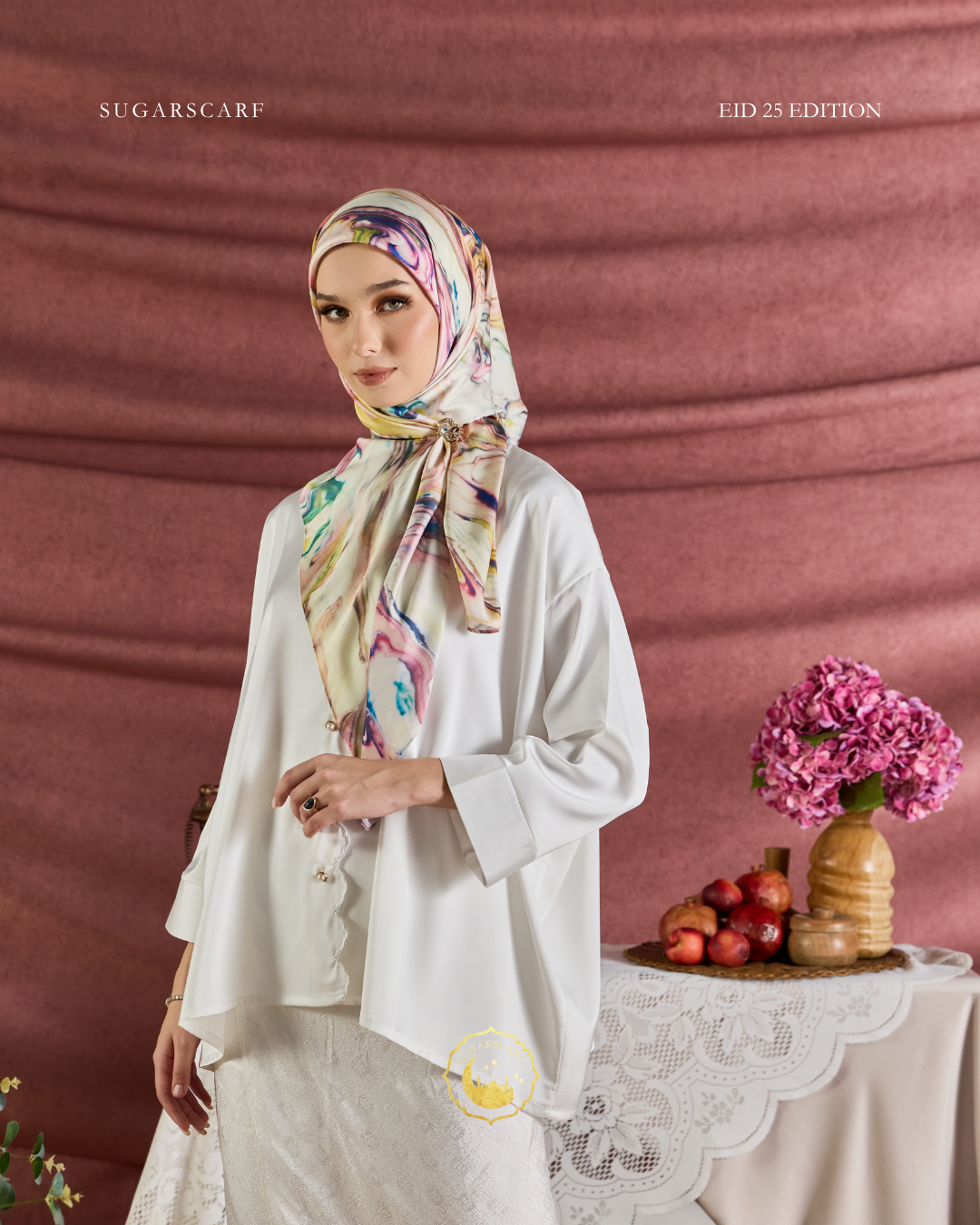 YES DEFECT - (Square ) Celeste In Mixed Silk Matte Satin (Restu)