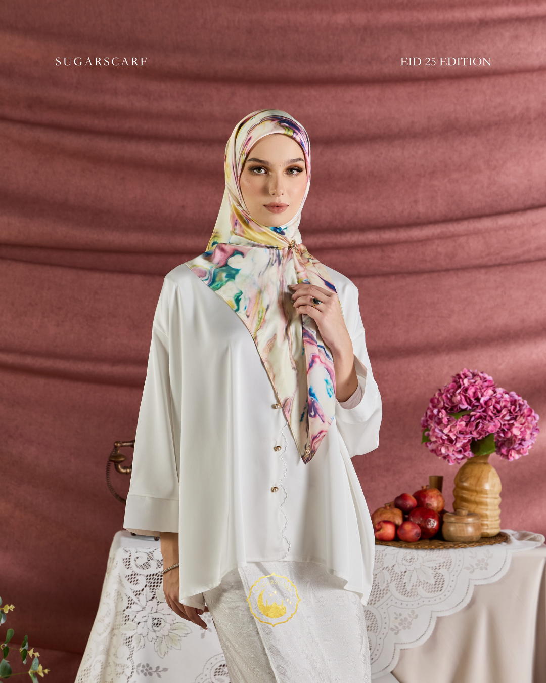 YES DEFECT - (Square ) Celeste In Mixed Silk Matte Satin (Restu)