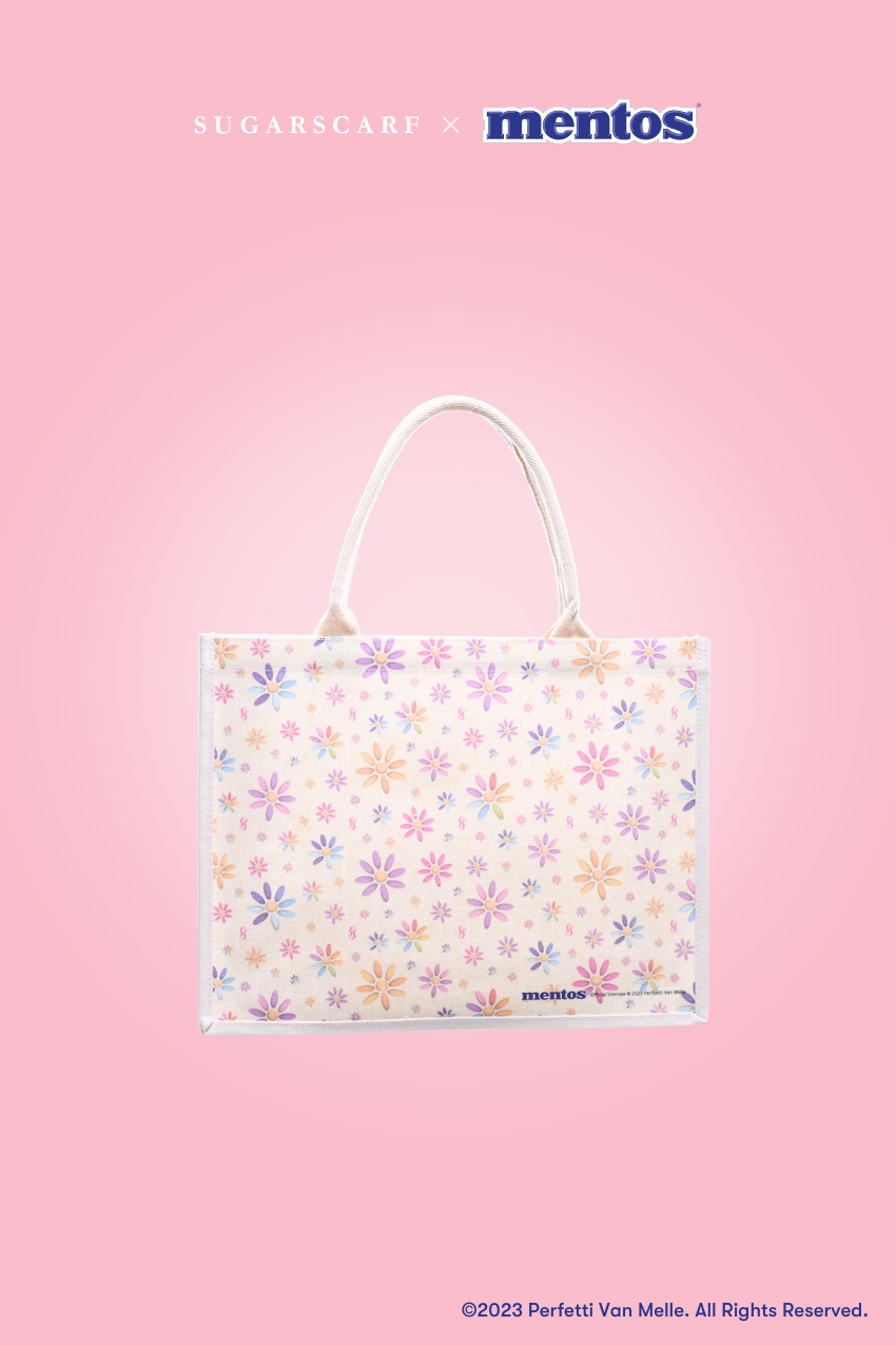 Sugarscarf X Mentos Canvas Cotton 100% ToteBag in Flower Candy