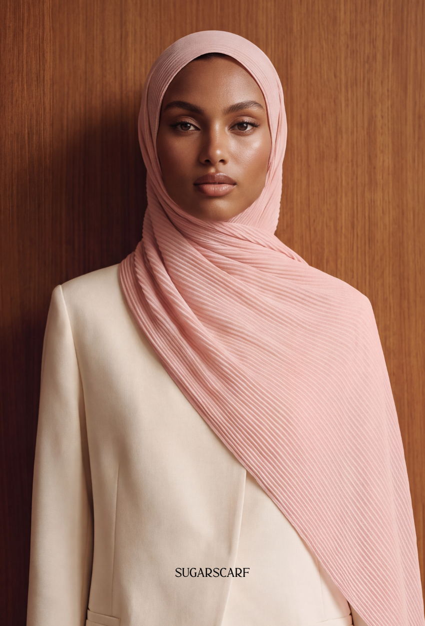 ( Full Wide Pleats Shawl ) Elegant Folds Everyday - PeachDream