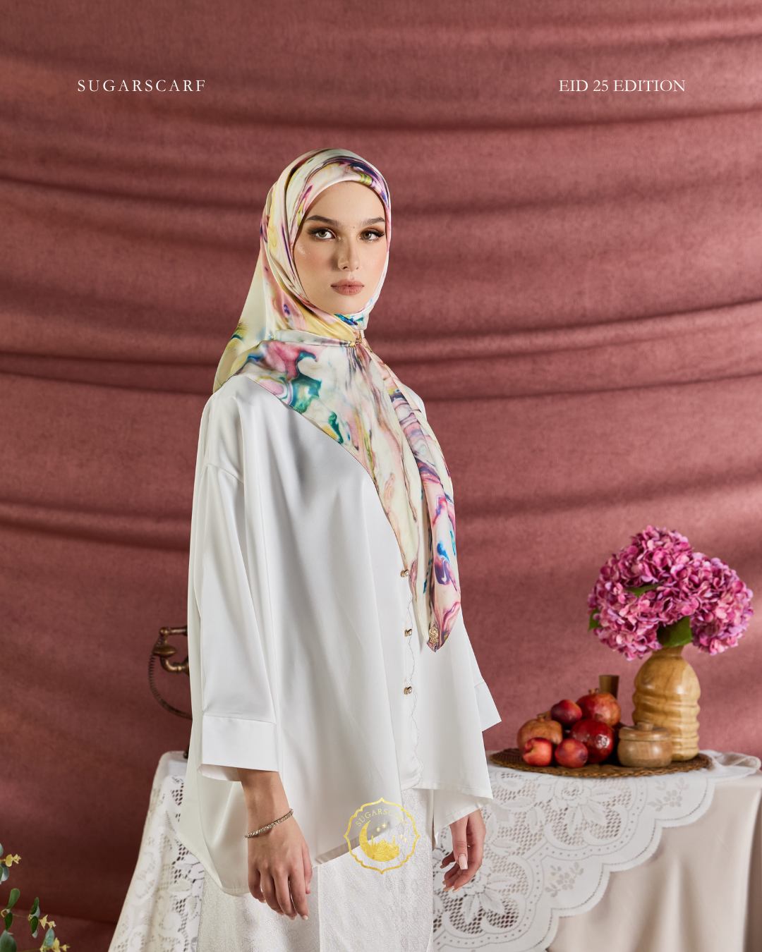 YES DEFECT - (Square ) Celeste In Mixed Silk Matte Satin (Restu)