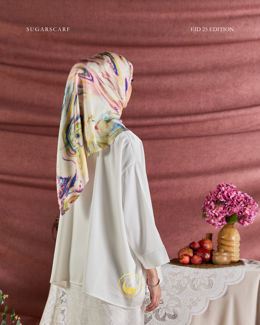 YES DEFECT - (Square ) Celeste In Mixed Silk Matte Satin (Restu)