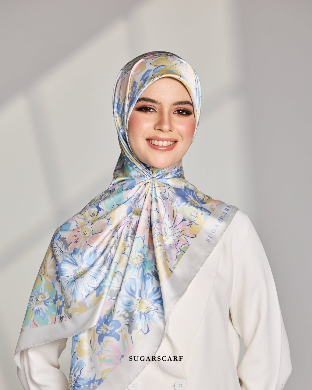 YES DEFECT Matte Satin Silk Sq (Garden Whimsy) in EverBloom