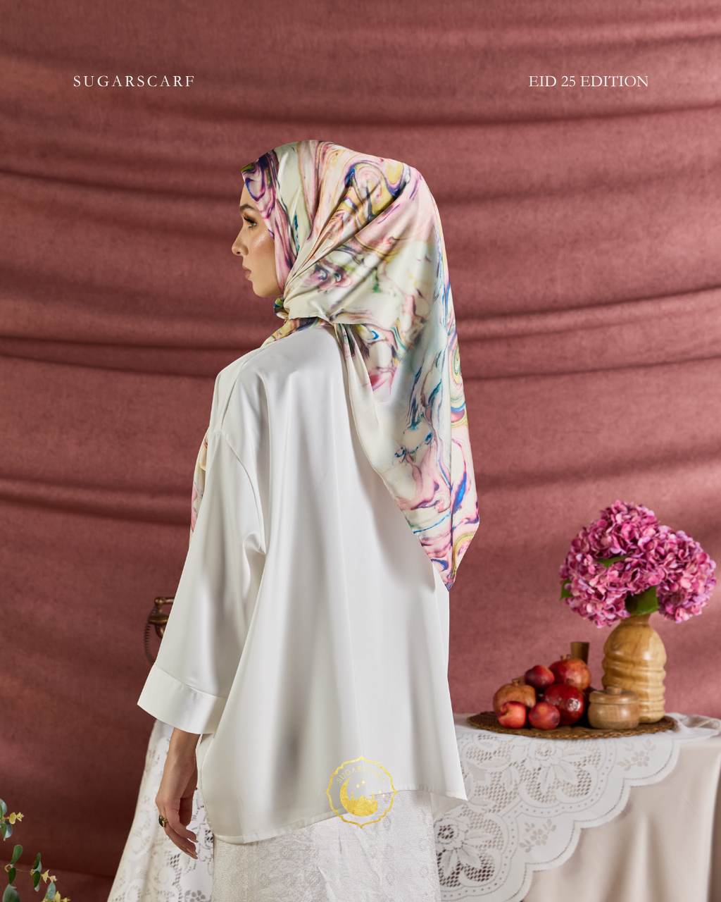 YES DEFECT - (Square ) Celeste In Mixed Silk Matte Satin (Restu)
