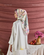 YES DEFECT - (Square ) Celeste In Mixed Silk Matte Satin (Restu)