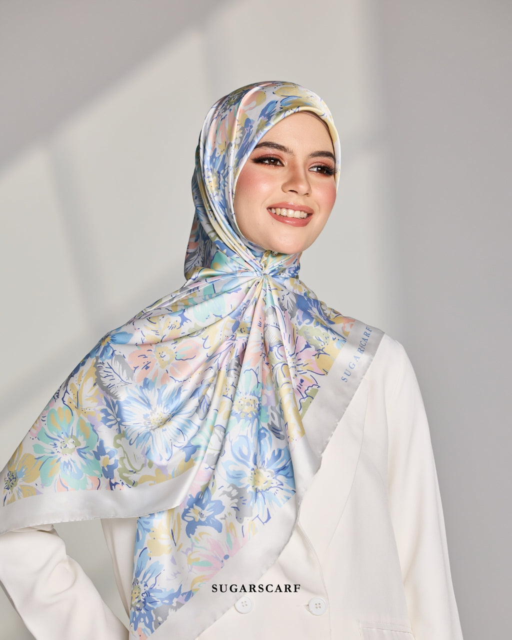 YES DEFECT Matte Satin Silk Sq (Garden Whimsy) in EverBloom
