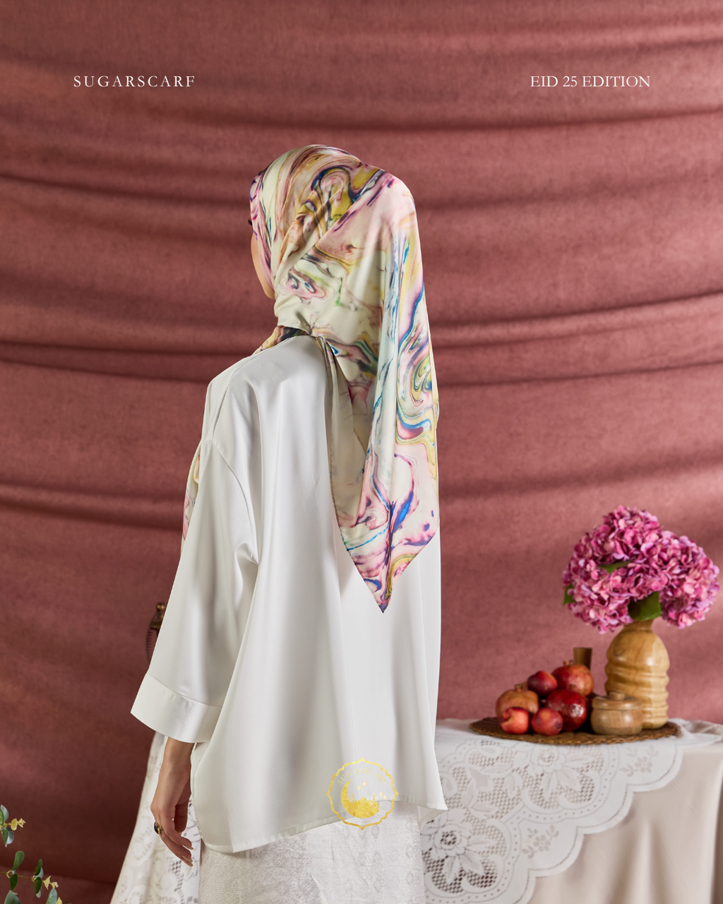YES DEFECT - (Square ) Celeste In Mixed Silk Matte Satin (Restu)