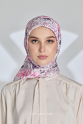 YES DEFECT - ( Square ) Seri Blooming Mixed Satin Silk Scarf ( NILA )