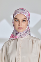 YES DEFECT - ( Square ) Seri Blooming Mixed Satin Silk Scarf ( NILA )