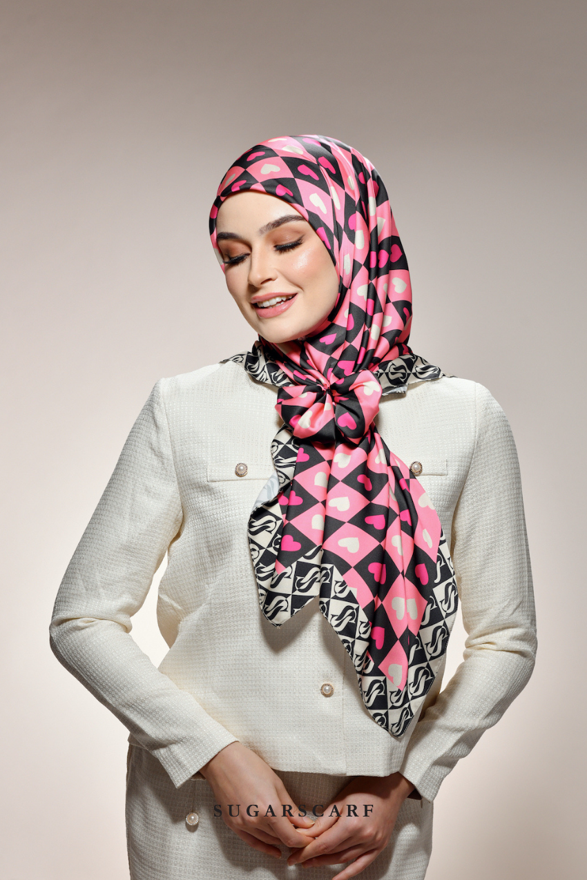 YES DEFECT - ( Square Satin ) Kindness Matte Satin Silk Scarf ( GRATITUDE )