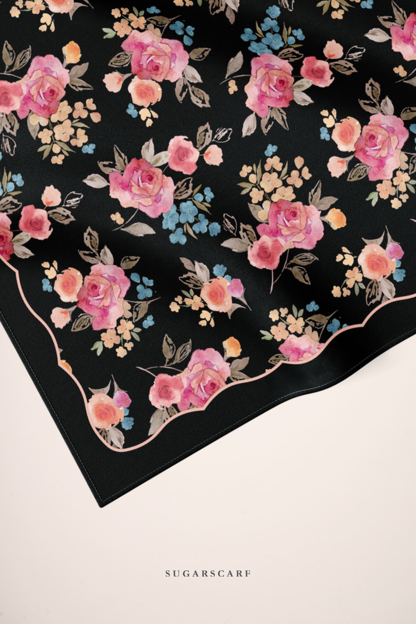 ( Square ) Dear Rose Mixed Satin Silk Square ( Serenade )