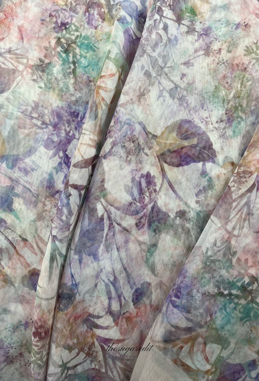 TSE BloomInvitation Japanese Cotton Voile Square In GardeniaHaze