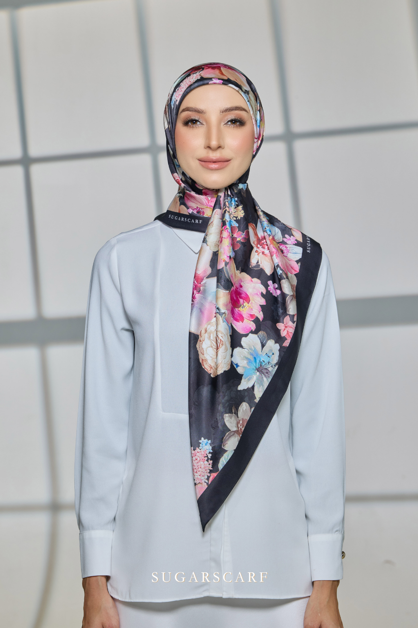 ( Square ) Celeste Matte Satin Silk Scarf ( LUNAR GRACE )