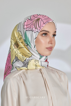 YES ( Square ) Garden of Hurrem Bloom Mixed Silk Satin Scarf ( LUNARA )
