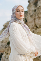 TSE BloomInvitation Japanese Cotton Voile Square In GardeniaHaze